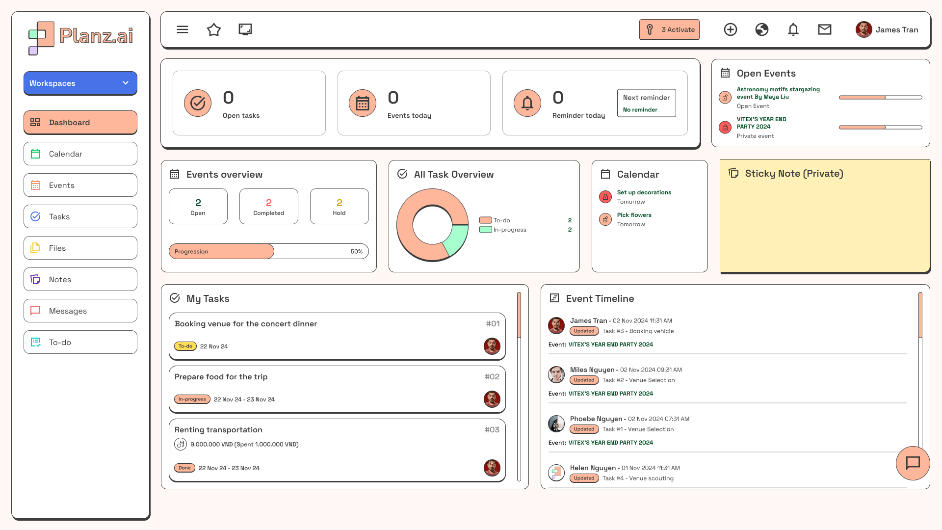 PlanZ event planner ngân sách event budget